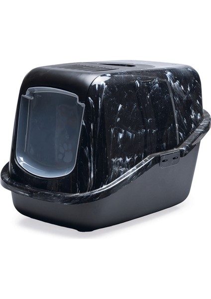 Kapalı Kedi Tuvaleti, Koku Filtreli, Siyah Mermer Antrasit, 56X39X39CM Svlrs