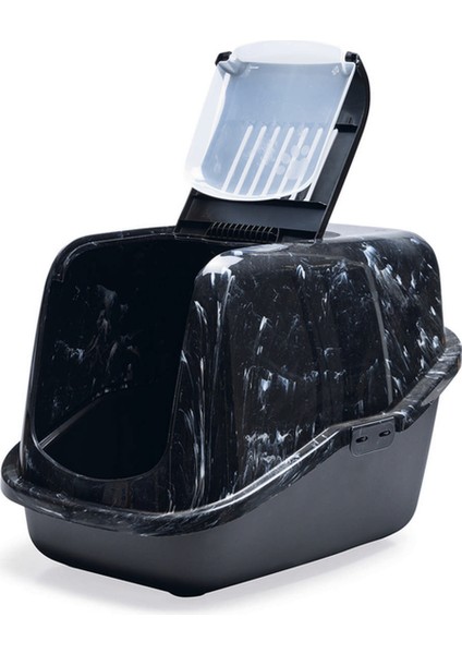 Kapalı Kedi Tuvaleti, Koku Filtreli, Siyah Mermer Antrasit, 56X39X39CM Svlrs modelleri