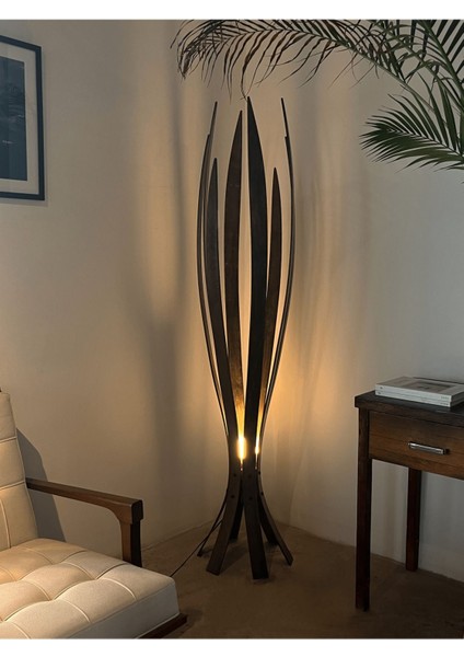 ''hedra Lambader, Iskandinav Tarzı Ahşap Lambader, Dekoratif Yer Lambası, Modern Salon Aydınlatma''