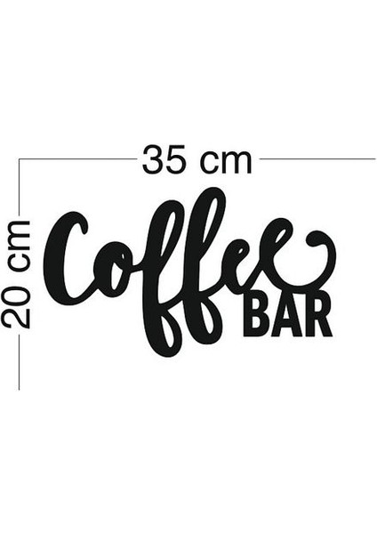 Siyah Ahşap Coffee Bar Duvar Dekoru - Mutfak Konsepti Cafe Kahve Köşesi Için 35 x 20 cm Mdf Tablo
