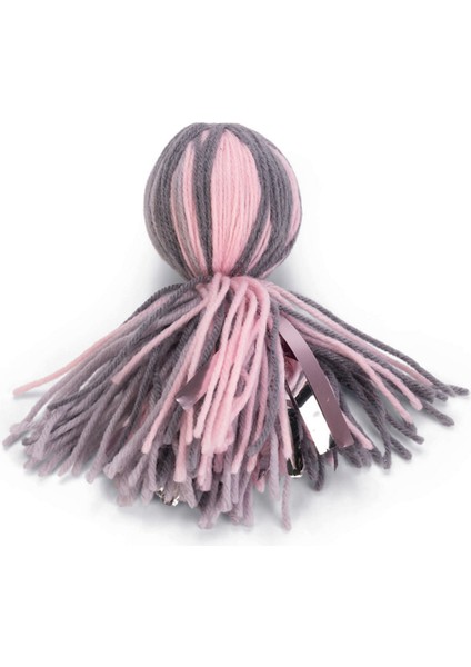 Kedi Oyuncağı, Ahtapot, Yün ve Kurdela, Pembe ve Gri, 15x5x5cm