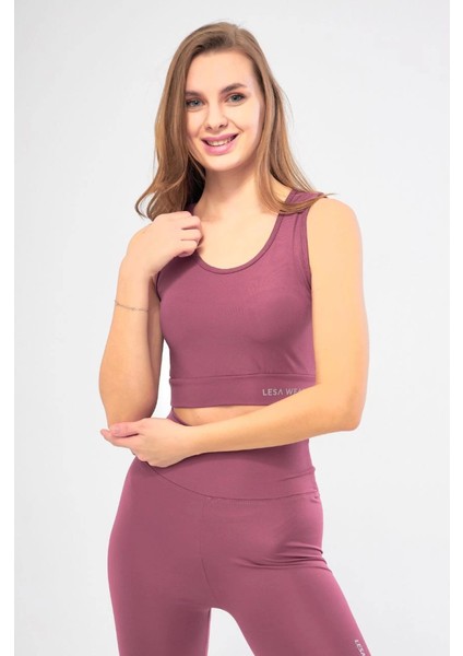 Kolsuz Sporcu Baskılı Crop - Pembe