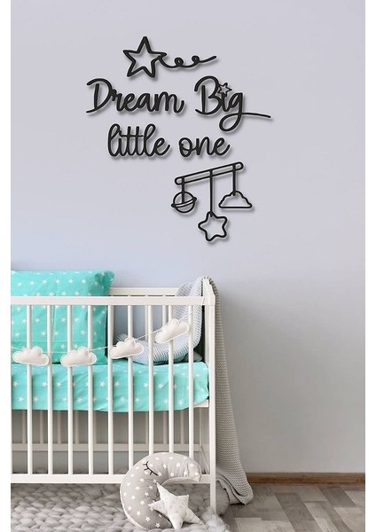 Siyah Ahşap Dream Big Little One Duvar Dekoru Çocuk Odası Anaokulu Için 100 x 100 Mdf Tablo