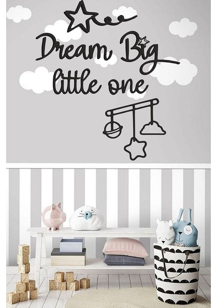 Siyah Ahşap Dream Big Little One Duvar Dekoru Çocuk Odası Anaokulu Için 100 x 100 Mdf Tablo modelleri