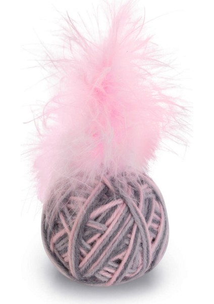 Kedi Oyuncağı, Top Tüylü, Yün, Pembe ve Gri, 5cm