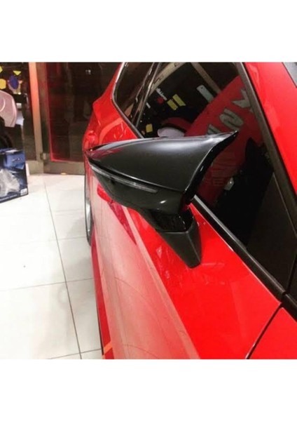 Seat Leon Mk3 ve Mk3.5 Uyumlu Yarasa Batman Siyah Parlak Ayna Kapağı Yapıştırmalı
