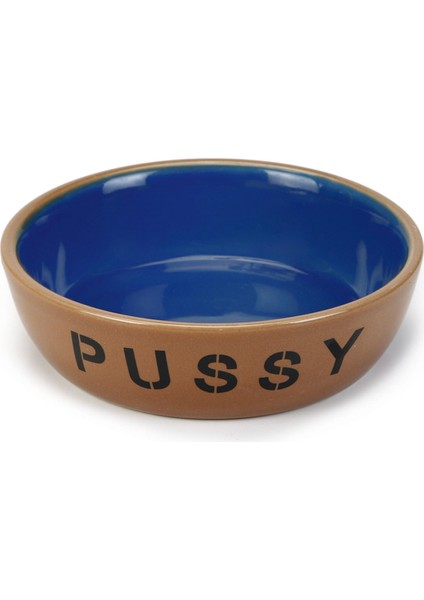 Kedi Mama ve Su Kabı, Seramik, Bej/mavi 13,5cm Svlrs
