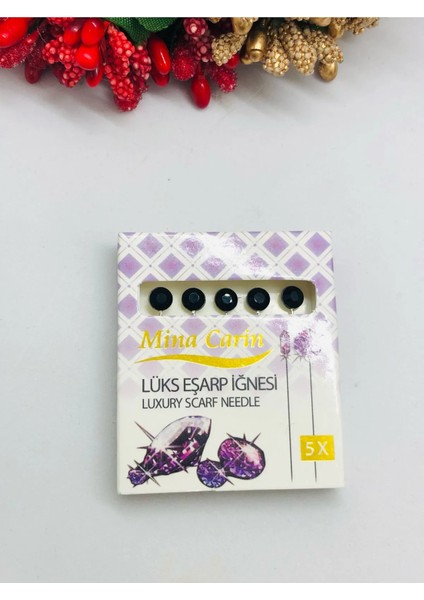 Lüks Eşarp Iğnesi Siyah Taşlı Kutulu 5'li Iğne