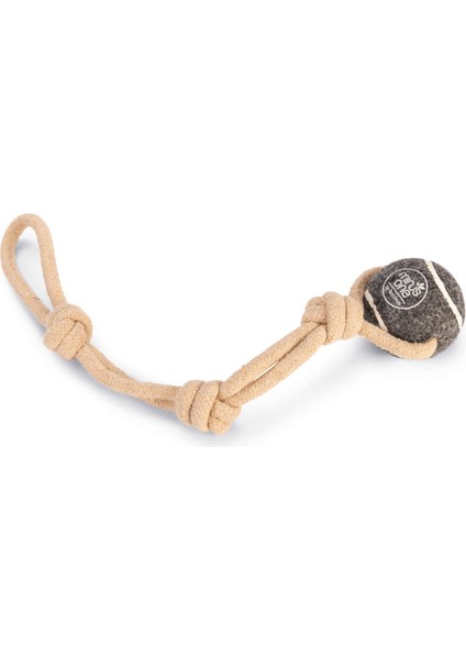 Köpek Oyuncağı, İpli Tenis Topu, Kauçuk, gri/kahverengi, İp 39cm, Top 6,3cm