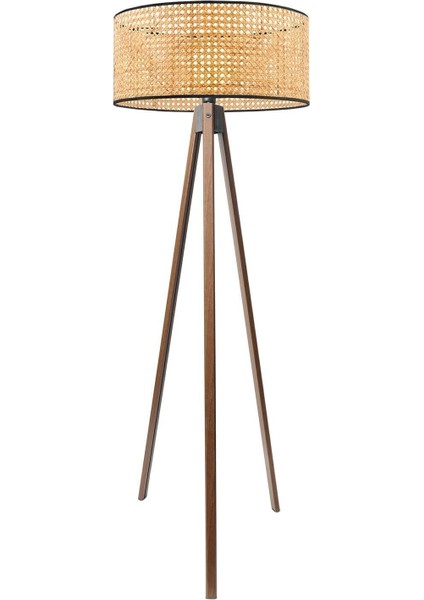 Hazeran Rattan Ahşap Ayak Tripod Exclusive Lambader AYD-3682