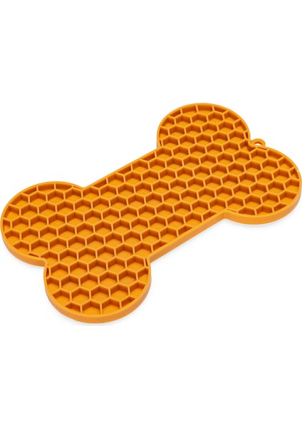 Yavru Köpek Yaş Mama Yeme Oyuncağı, Kemik Şeklinde, Silikon, Turuncu, 18X11CM Svlrs
