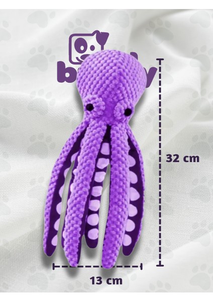 Mor Peluş Ahtapot - Ananas Dokuma - Çiğnemeye Karşı Dirençli