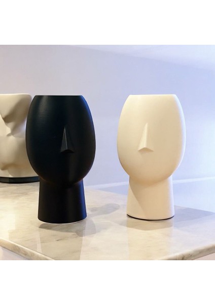Minimalist Yüz Figürlü Dekoratif Saksı – 12X20 cm fiyatları