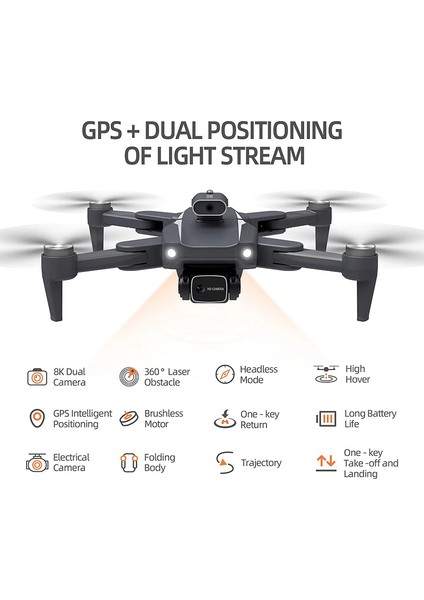 Hd Dual Kamera Katlanır Çantalı Drone Seti Siyah Fırçasız Motor Geri Dönüş Özellikli
