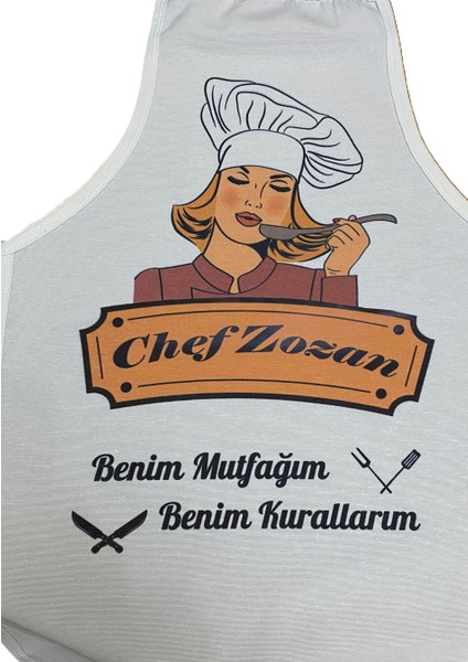 Keten Mutfak Önlüğü Kişiye Özel Isim Baskılı