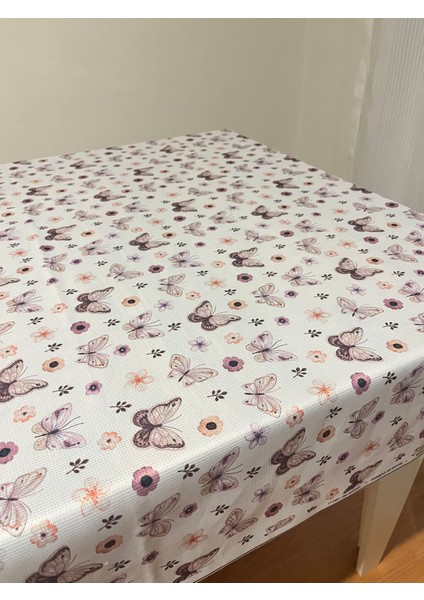 2'li Leke Tutmaz Sofra Bezi & Masa Örtüsü 150 x 150 cm Kelebek Desenli