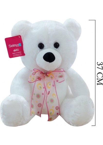 1178B Selay, Oturan Ayı 37 cm Beyaz