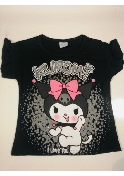 Linna Kuromi Baskılı Alt Üst T-Shirt Şort Takım.. % 100 Pamuk Alt Üst Takım. Lastikli ve Kalın Ip Bağçıklı