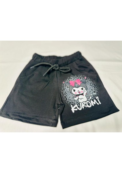 Linna Kuromi Baskılı Alt Üst T-Shirt Şort Takım.. % 100 Pamuk Alt Üst Takım. Lastikli ve Kalın Ip Bağçıklı