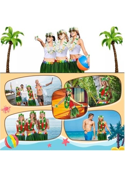 Tropikal Esintili Hawaii Yapraklı Parti Eteği Yetişkin Boy modelleri