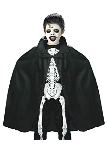 Siyah Renk Yakalı Halloween Pelerini 90 cm