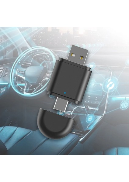 Mini Kablosuz Ios Android Uyumlu Carplay USB ve Type-C 2in1 Araç Multimedya Adaptörü