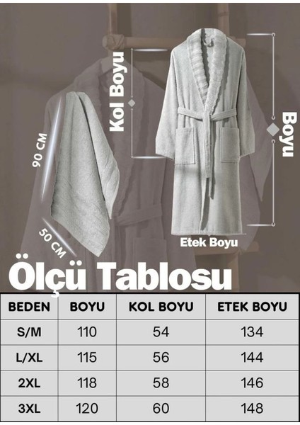 Bornoz - Havlu Seti Carlina A.gri L/ x L+50 x 90 cm