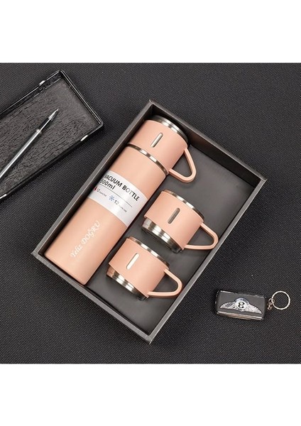 Kişiye Özel Isim Baskılı Paslanmaz Çelik Kutulu Bardaklı Termos Set 500 Ml (Pembe) fiyatları