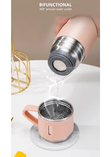 Kişiye Özel Isim Baskılı Paslanmaz Çelik Kutulu Bardaklı Termos Set 500 Ml (Pembe) modelleri