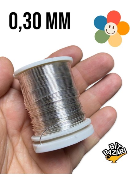Bakır Çiçek Teli 0,30 mm - Takı Teli - Hobi Teli - 1 Makara - ( Ort 50 Metre )