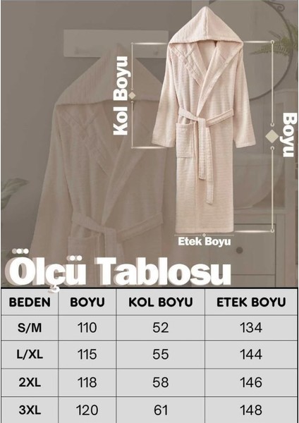 Kapüşonlu Bornoz Naturelle Bej S/m modelleri