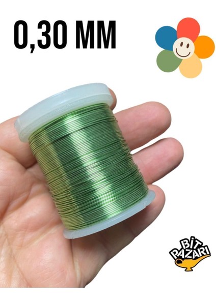 Bakır Çiçek Teli 0,30 mm - Takı Teli - Hobi Teli - 1 Makara - ( Ort 50 Metre )
