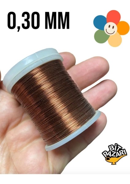 Filografi - Bakır Çiçek Teli 0,30 mm - Takı Teli - Hobi Teli - 1 Makara