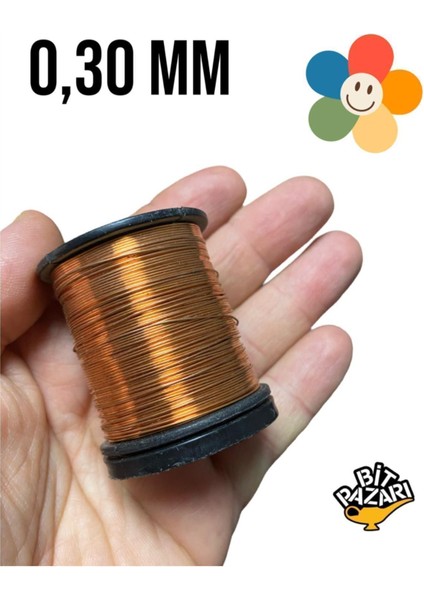 Bakır Çiçek Teli 0,30 mm - Takı Teli - Hobi Teli - 1 Makara - ( Ort 50 Metre )