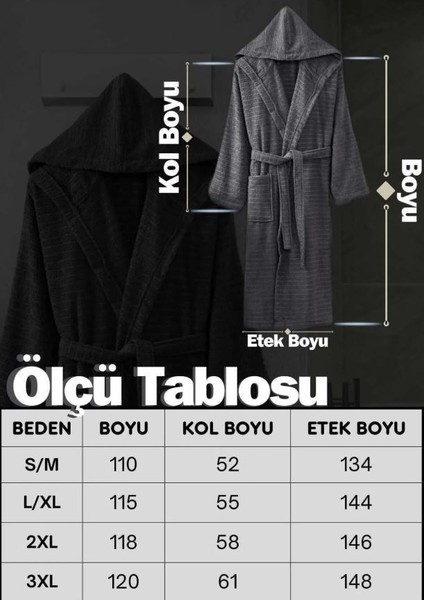 Kapüşonlu Bornoz Naturelle Antrasit S/m modelleri