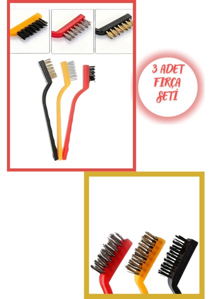 3 Adet Ocak Fırın Mangal Izgara Airfryer Temizliği Tel Pas Sökme Fırçası 3lü Yağ Temizleme Fırçası