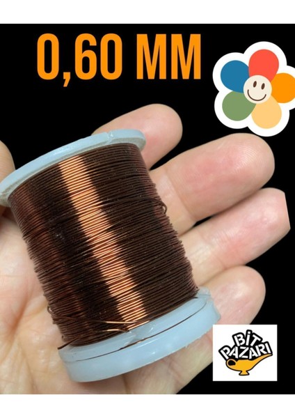 Bakır Çiçek Teli 0,60 mm - Takı Teli - Hobi Teli - 1 Makara