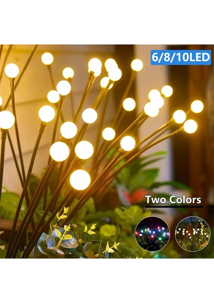 Güneş Enerjili Solar LED Işık, Bahçe Işıkları Ateş Böceği Çiçek Lamba 8 Saçaklı 1 Adet
