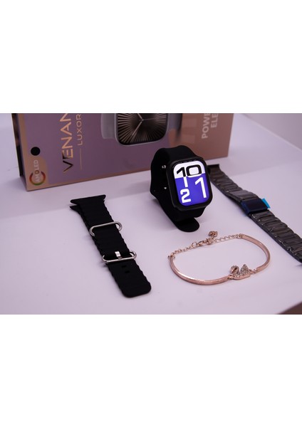Nom Tekno / Venandin NOVA10 Mini Akıllı Saat(3 Kordon+Kuğu Bilezik)