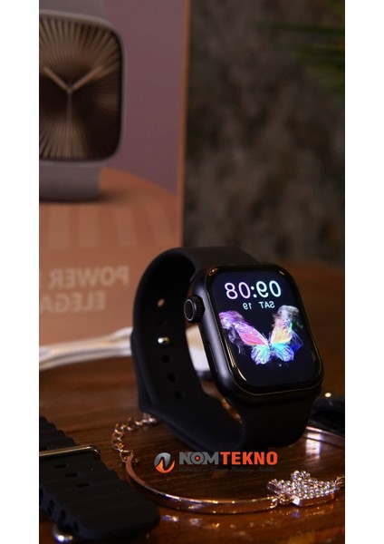 Nom Tekno / Venandin NOVA10 Mini Akıllı Saat(3 Kordon+Kuğu Bilezik)