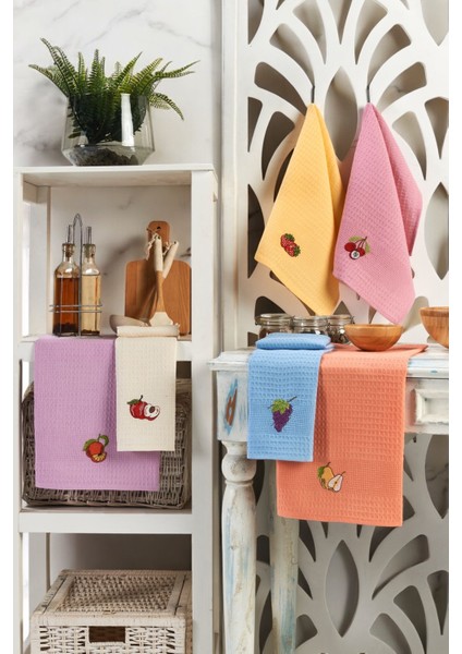6lı Kurulama Peçetesi Nakışlı 40 x 60 Fruit