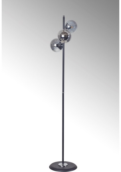 Şık Siyah Metal ve Füme Cam Yerden Aydınlatma Lambası yüksekliği 151-200 cm modelleri