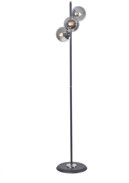 Şık Siyah Metal ve Füme Cam Yerden Aydınlatma Lambası yüksekliği 151-200 cm fırsatları