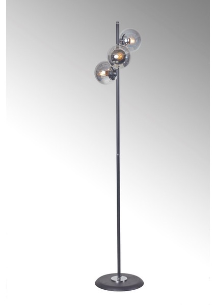 Şık Siyah Metal ve Füme Cam Yerden Aydınlatma Lambası yüksekliği 151-200 cm indirimleri