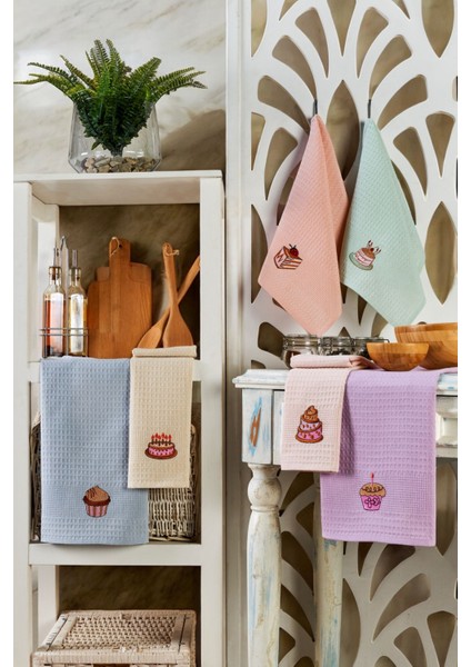 6lı Kurulama Peçetesi Nakışlı 40 x 60 Muffin