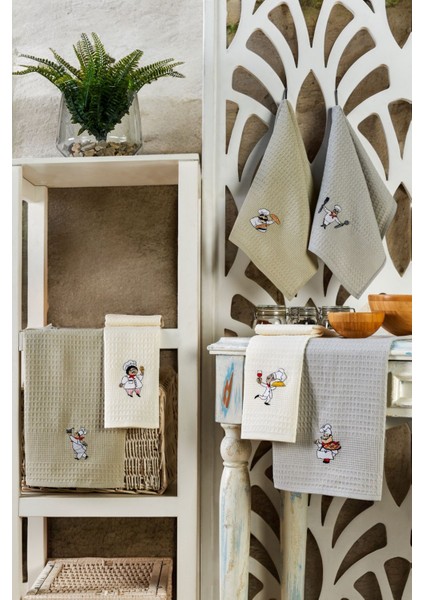 6lı Kurulama Peçetesi Nakışlı 40 x 60 Cheff