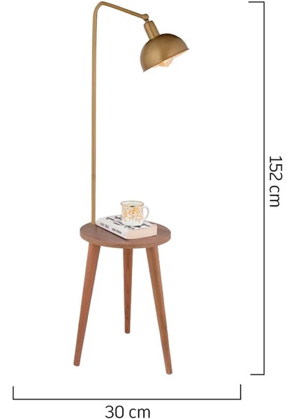 Magic Eskitme Başlıklı Ahşap Sehpalı Modern Ayaklı Abajur Lamba ahşap lambader