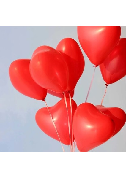 Lateks Kırmızı Kalpli 10'' 25 cm Balon