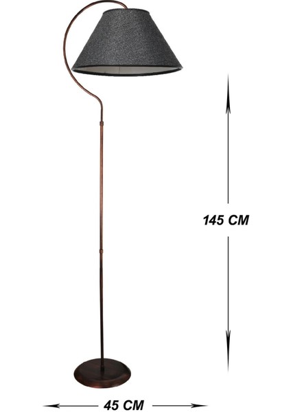 Elips Siyah Bakır Patine Çemberli Modern Lambader, Yükseklik 200 cm fiyatları
