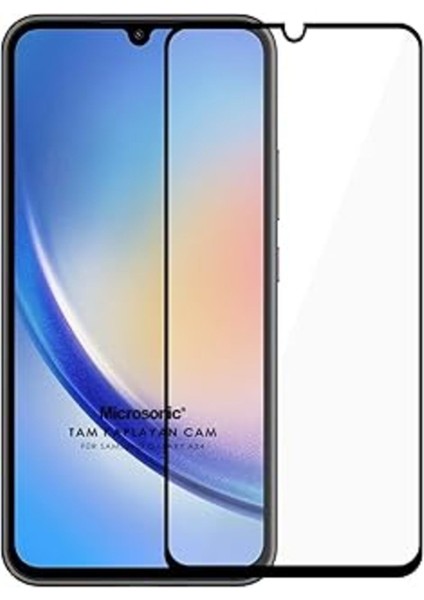 Samsung Galaxy A34 Tam Kaplayan Temperli Cam Ekran Koruyucu Siyah